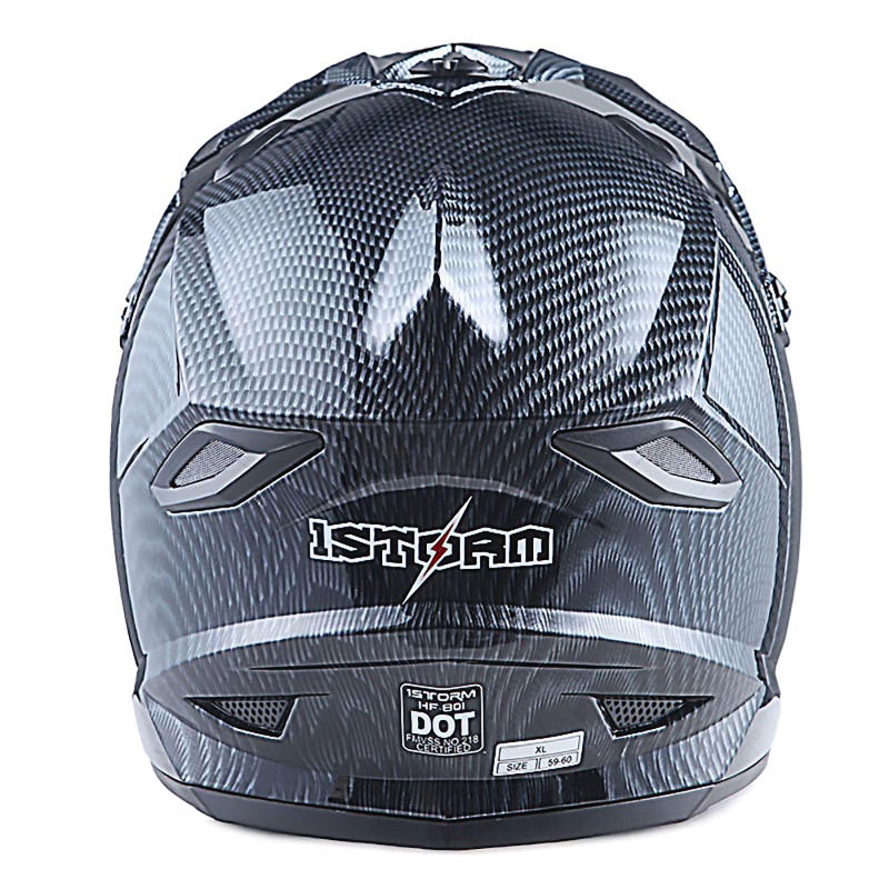 1Storm Adult Motocross Helmet BMX MX ATV Dirt Bike Four Wheeler Quad Motorcycle Full Face Helmet Racing Style: HF801 Carbon Fiber Black - Image 4